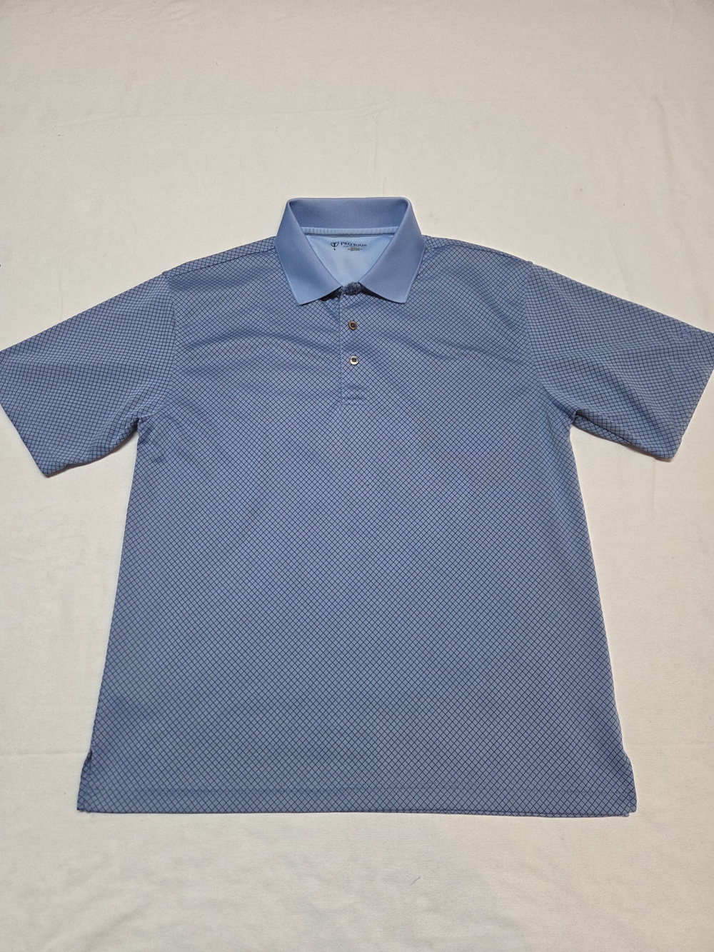 Men's Light Blue Micro-Pattern Polo Shirt Size L